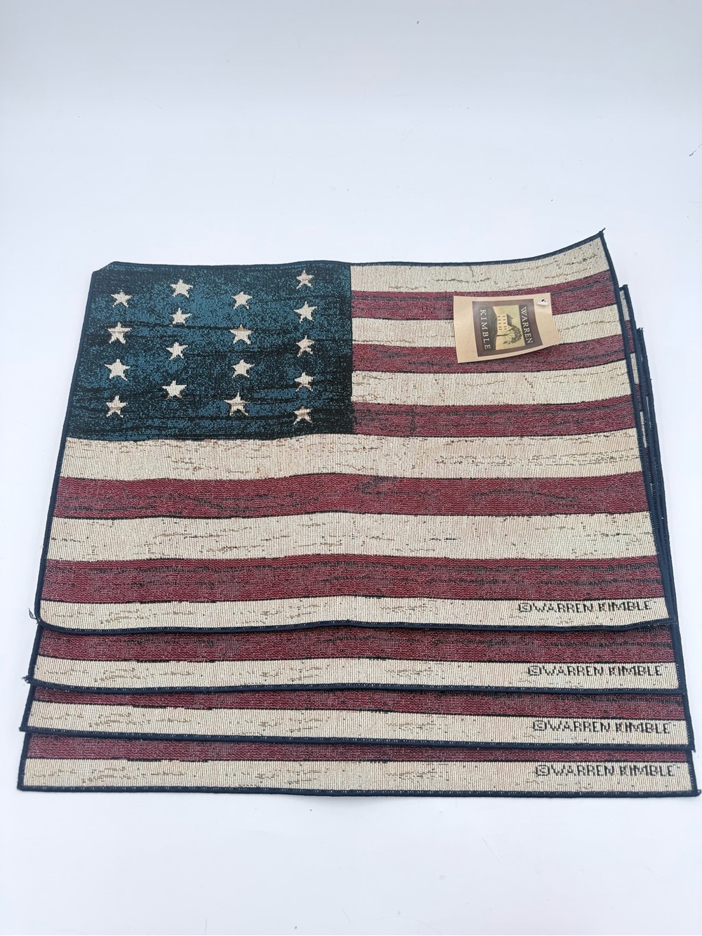 Warren Kimble Patriotic Placemats Set of 4 American Flag Americana 18X13 NEW WT!